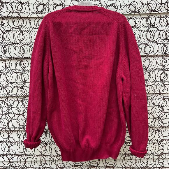 Vintage 90s Lands' End Maroon Red Knit Crewneck Sweater Mens XL TALL - Picture 5 of 8